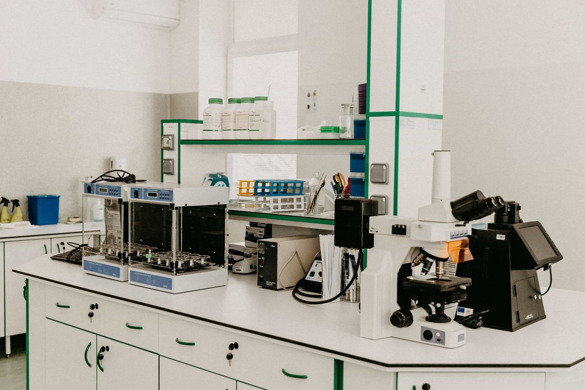 Scientist lab work bench