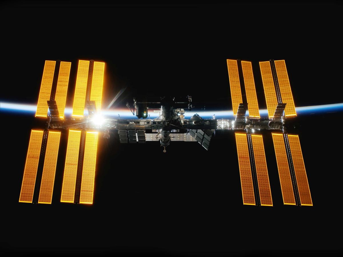 Space station orbiting Earth
