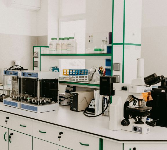 Scientist lab work bench