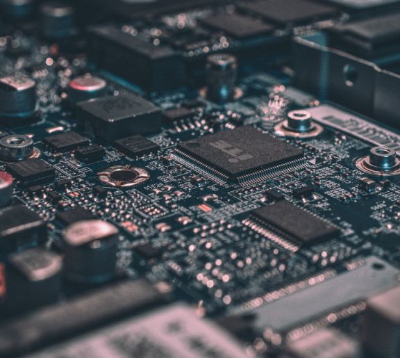 Macro shot of a black circuit board